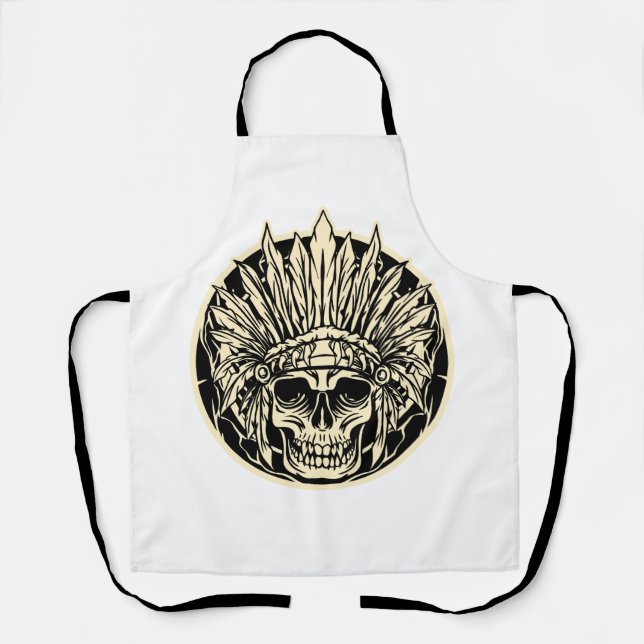 Tablier Graphisme de crâne de chef guerrier (Recto)