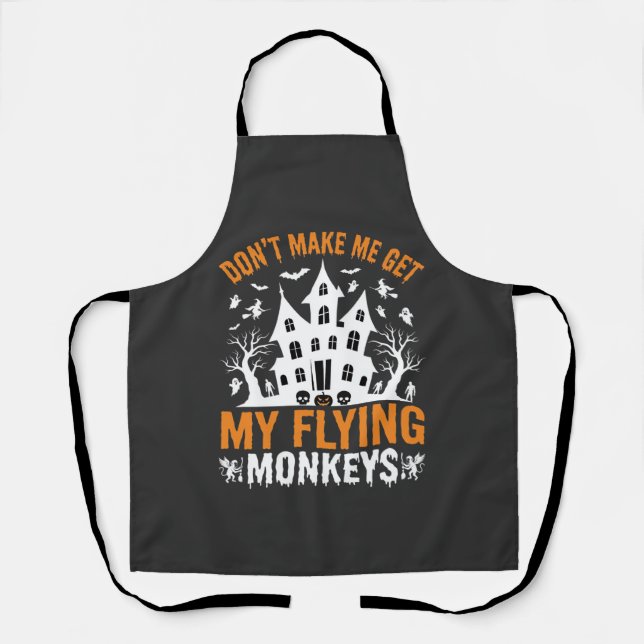 Tablier Graphisme de maison hantée avec des singes volants (Recto)