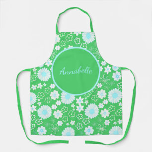 Tablier Gras Vert Fleurs Motif Floral Nommé