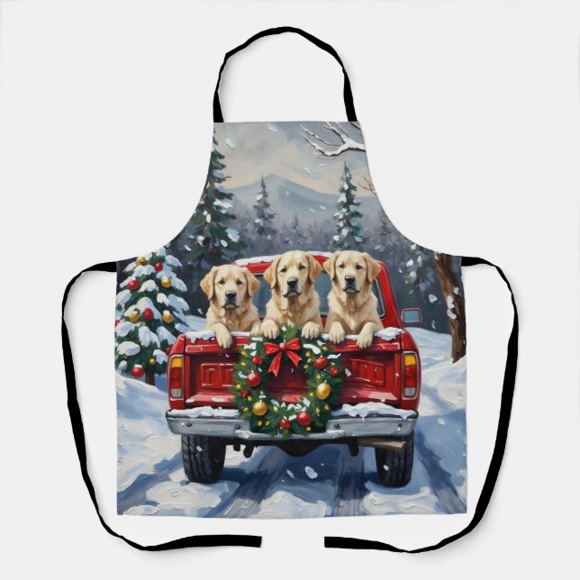 Tablier Great Pyrenees Christmas Red Truck Holiday (Recto)