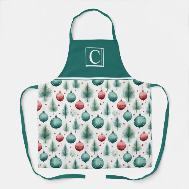 Tablier Green and Red Christmas Patterns - (Recto)
