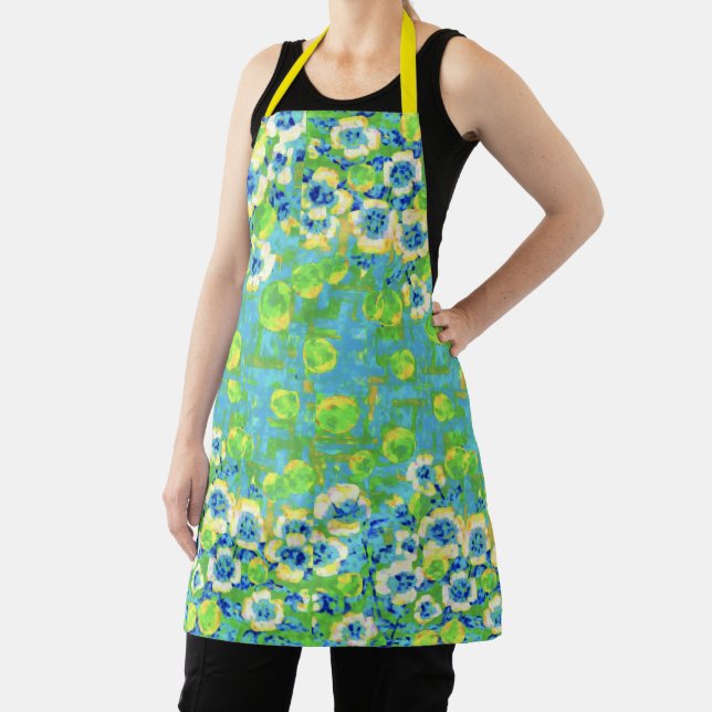 Tablier Green and Yellow Summer Apron (Insitu)