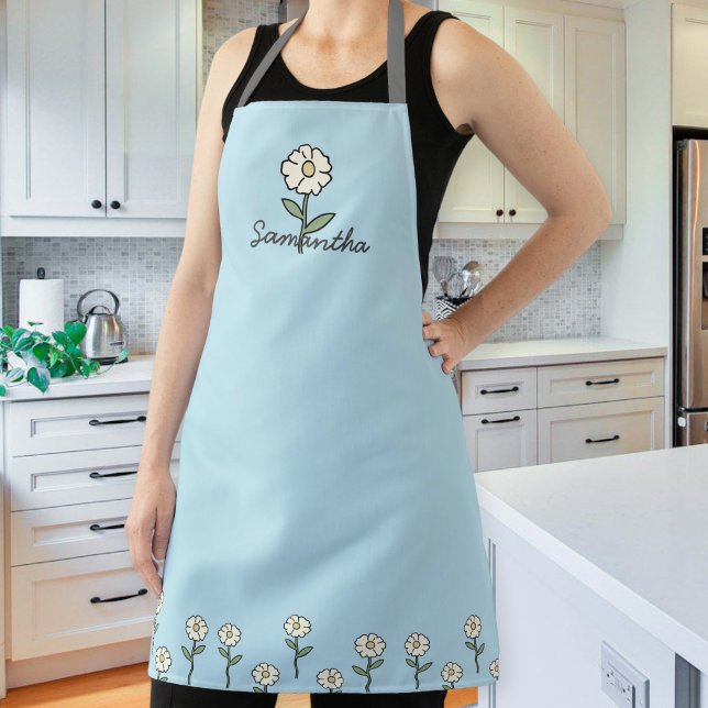 Tablier Green Apron for Women with Daisies (Créateur téléchargé)