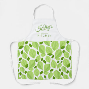 Tablier Green Basil Herb Leaf Motif Nom botanique