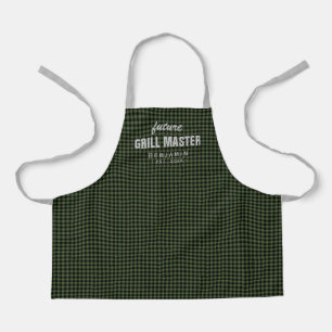 Tablier Green en vichy futur maître grill personnalisé