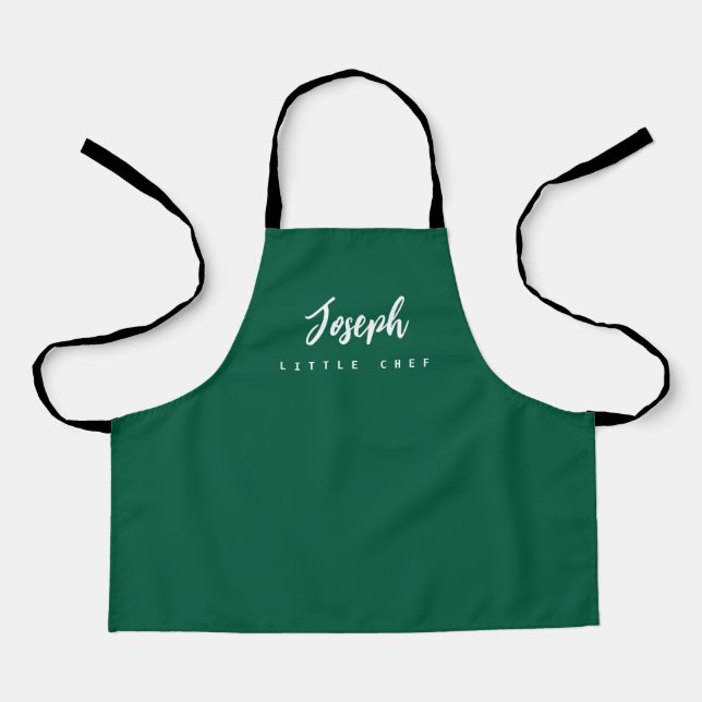 Tablier Green Little Chef Script Name Personnalisé Enfants (Recto)