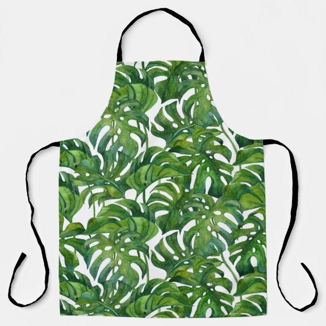 Tablier Green Monstera Feuilles Tropical sans couture (Recto)
