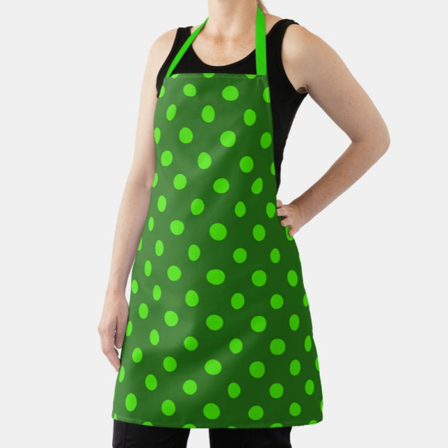 Tablier Green On Dark Green Polka Dots Pattern Design  (Créateur téléchargé)
