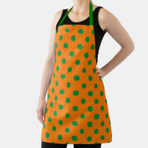 Tablier Green On Orange Pois Design Motif