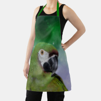 Tablier Green Severe Macaw Parrot Oiseau Art