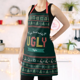 Tablier Green Ugly Christmas Sweater Nordic Knit Ajouter u