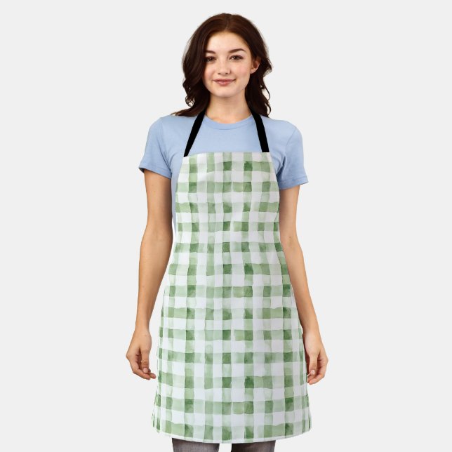 Tablier Green White Plaid Stripes   (Porté)