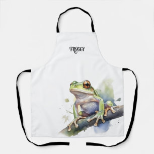 Tablier Grenouille arboricole aquarelle mignonne, personna