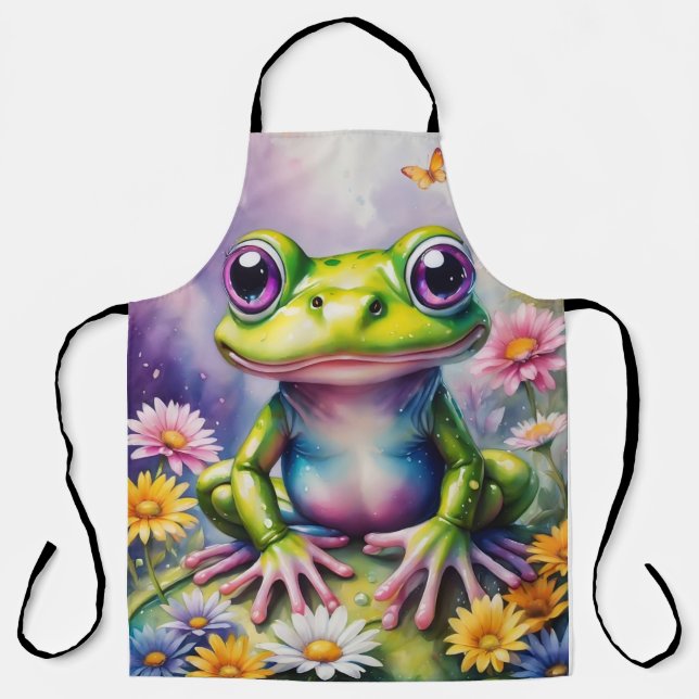 Tablier Grenouille Avec Art numérique Fleur (Recto)