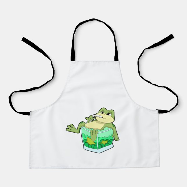 Tablier Grenouille avec verre de jus (Recto)