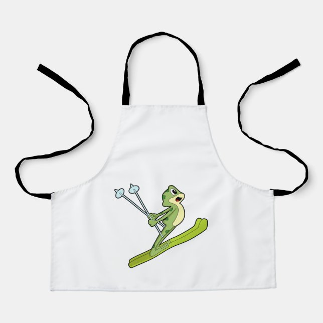 Tablier Grenouille comme sauteur de ski avec Ski.PNG (Recto)