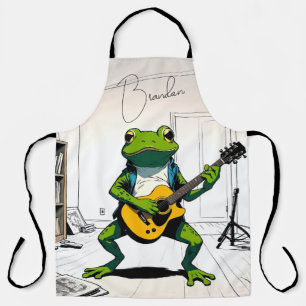 Tablier Grenouille cool jouer de la guitare dans le studio