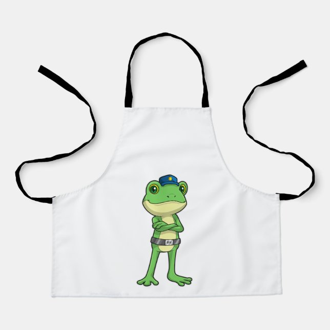 Tablier Grenouille en tant qu'agent de police avec casquet (Recto)