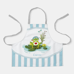 Tablier Grenouille lunaire   Blue Strialized Personnalisé
