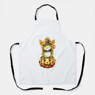 Tablier Grenouille mignonne d'Halloween sur citrouille