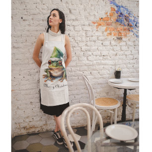 Tablier Grenouille verte de Noël, personnalisable