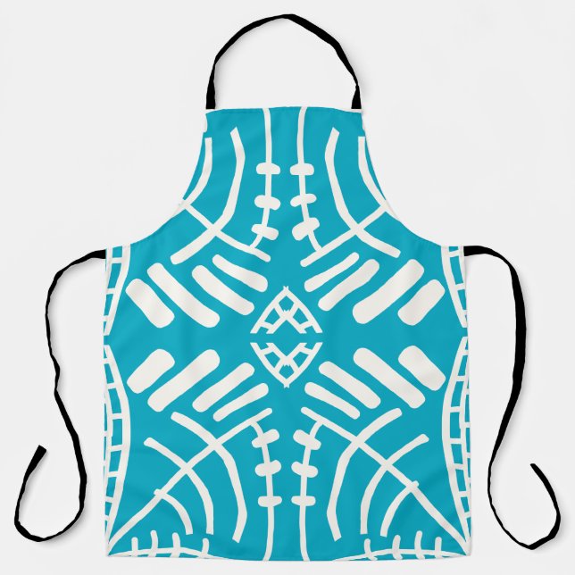 Tablier gribouillis abstrait nuances de bleu moderne (Recto)