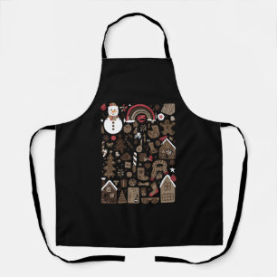 Tablier Gribouillis de Noël Rétro Fêtes Arbres Vintage