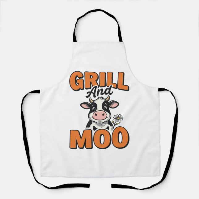 Tablier Grill à vache drôle et conception de T-Shirt vinta (Recto)