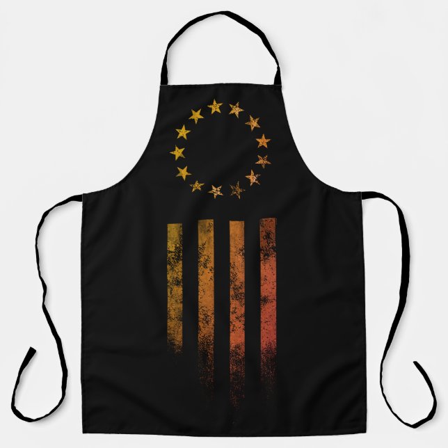 Tablier Grill au coucher de soleil Retro Rock Drapeau amér (Recto)
