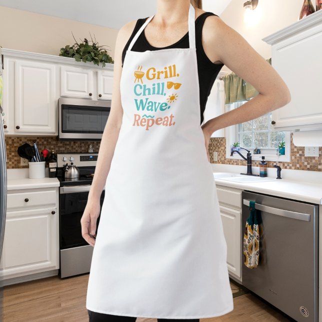 Tablier Grill chill wave repeat summer beach quote (Créateur téléchargé)