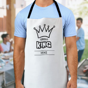 Tablier Grill King, drôle personnalisé monogrammé couronne