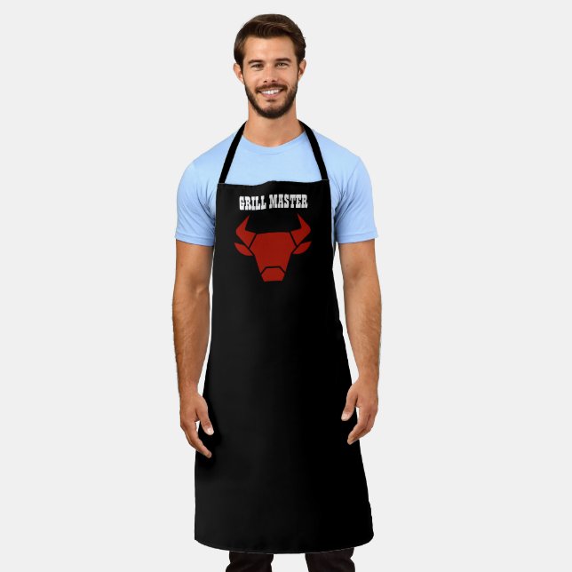 Tablier Grill Master Black Red Bull Head Apron (Porté)