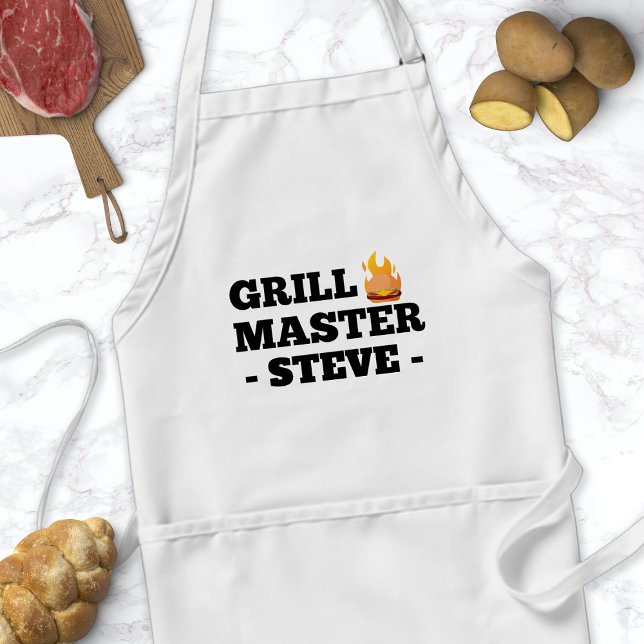 Tablier Grill Master Nom Personnalisé Apron Pour Hommes (Créateur téléchargé)