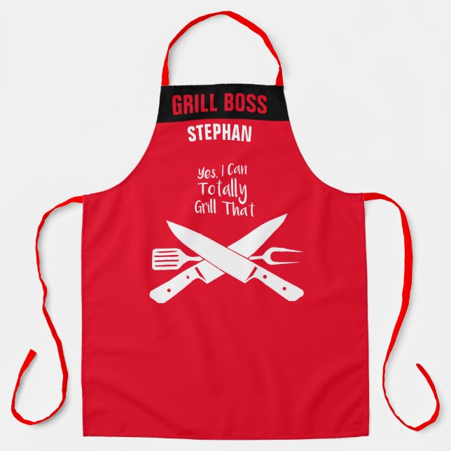 Tablier Grill Totalement Personnalisé Drôle BBQ Chef Apron (Recto)