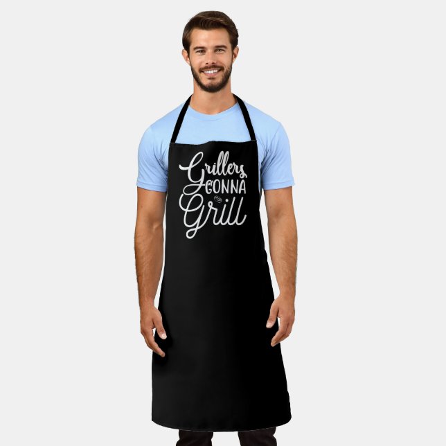 Tablier Grillades Grill BBBQ Grand Espace Noir (Porté)