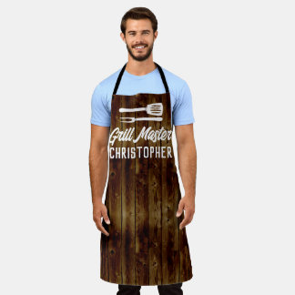 Tablier Grillades personnalisées Master BBQ Rustic Wood Ch