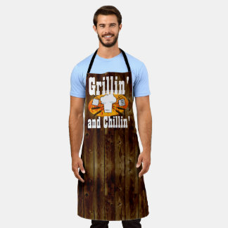 Tablier Grillin Chillin Funny Homme's BBQ Cuisine Chef Apr