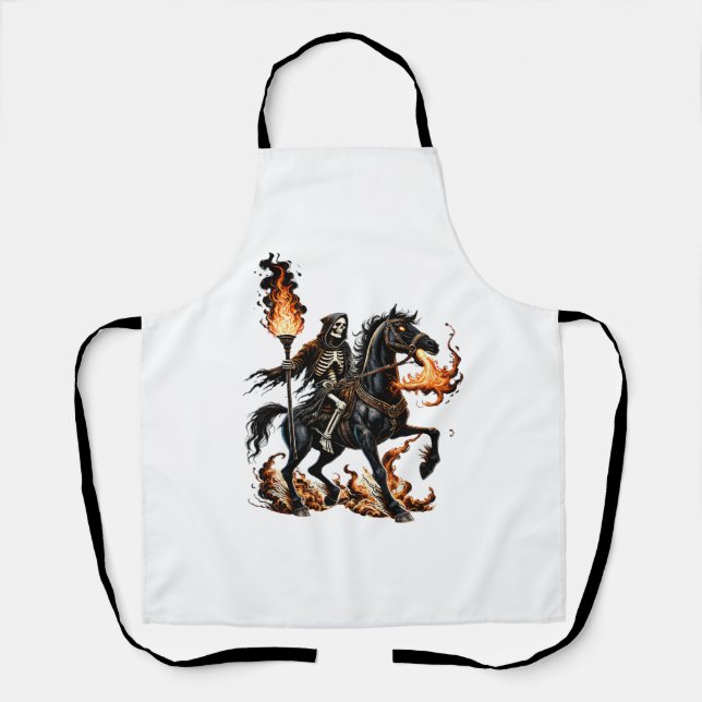 Tablier Grim Reaper Skeleton équitation Horse Flames (Recto)
