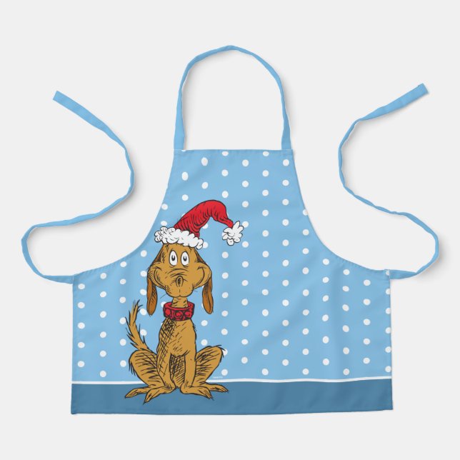 Tablier Grinch Classique | Max - Chapeau de Père Noël (Recto)