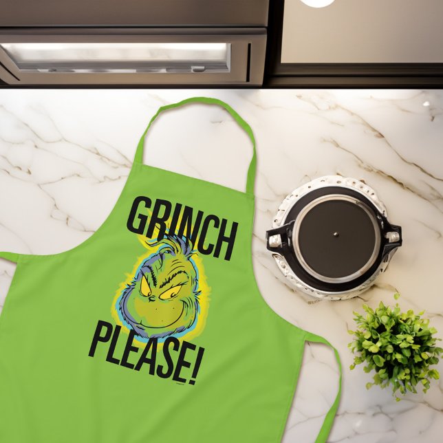 Tablier Grinch | Drôle Grinch S'Il Vous Plaît Citer (Apron on counter)