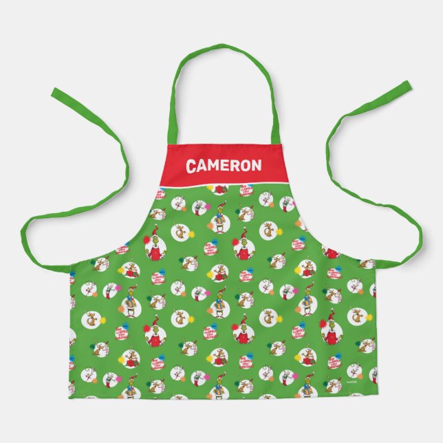 Tablier Grinch | Motif de points de Noël (Recto)