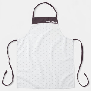 Tablier Gris Clair à Pois et Violet Prune Poussiéreux