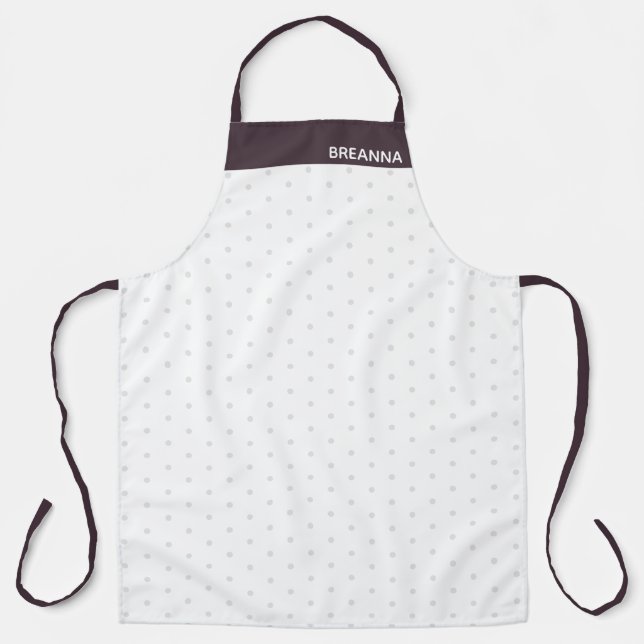 Tablier Gris Clair à Pois et Violet Prune Poussiéreux (Recto)
