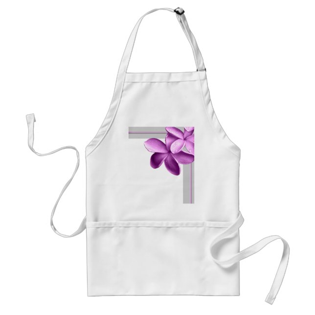 Tablier Gris et Plumeria d'aubergine (Devant)