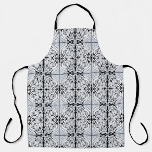 Tablier Gris Noir Blanc Bouclé Abstrait Répéter Motif