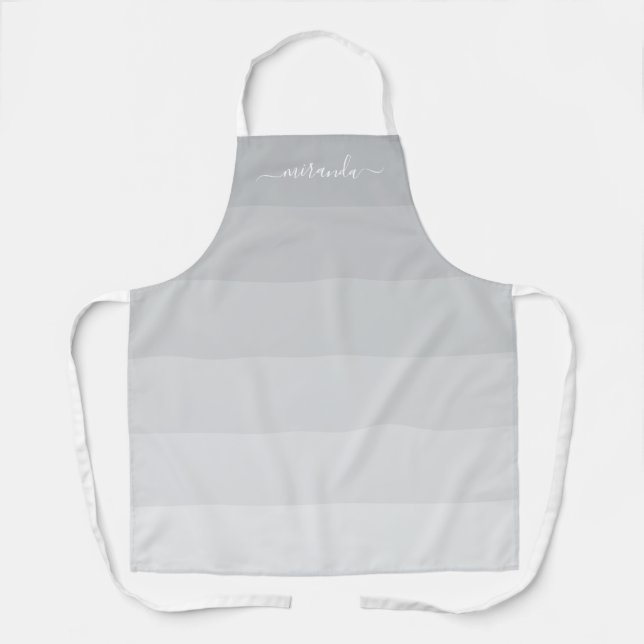 Tablier Gris pastel dégradé avec nom personnalisé (Recto)