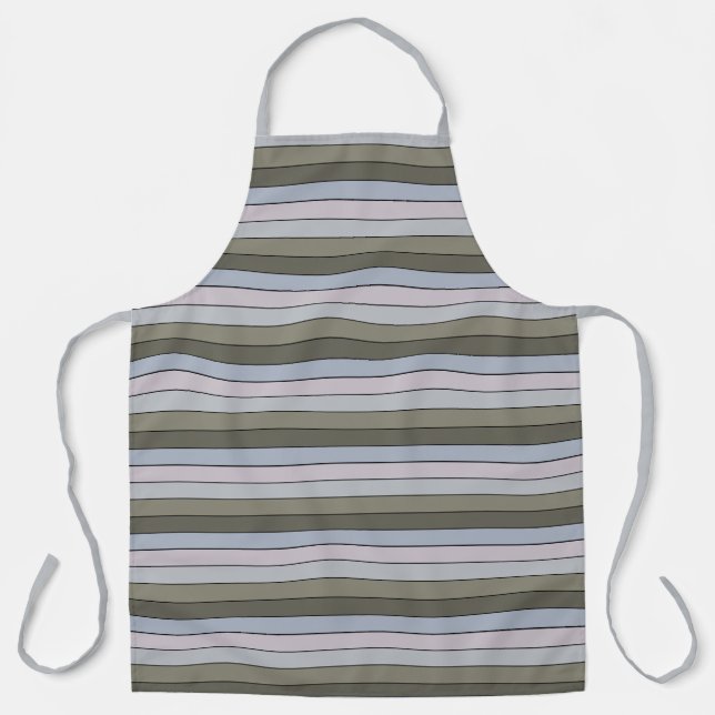 Tablier Gris Verts Et Rayures Noires Sur Papier Aquarelle (Recto)