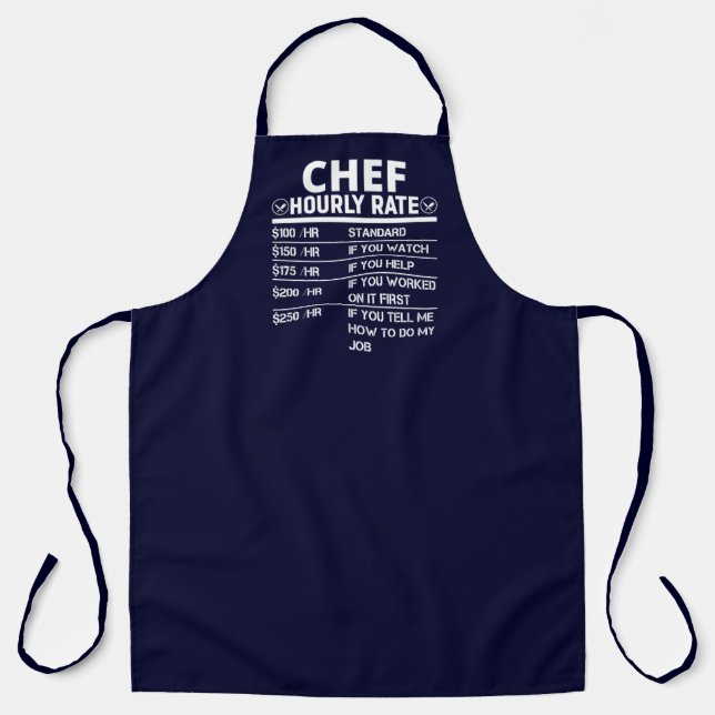 Tablier Gros Chef Horaire Note Marine Blue Apron (Recto)