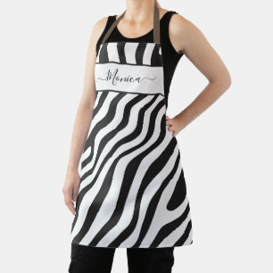 Tablier Grosse bande Zèbre noir blanc