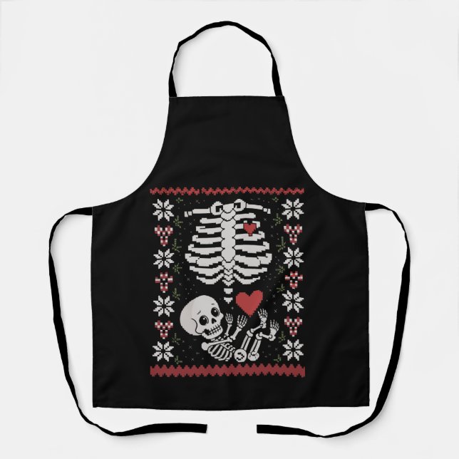 Tablier Grosse Enceinte moche Sweaters de Noël Crâne (Recto)